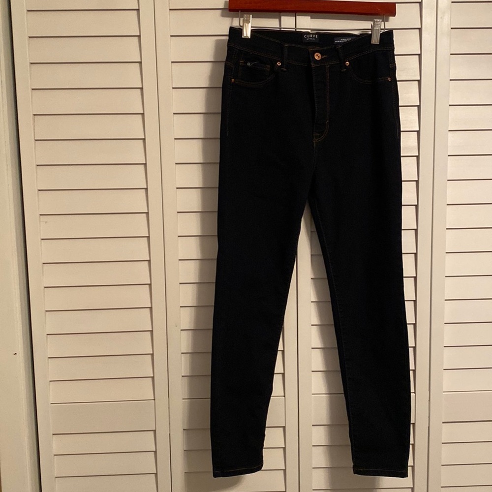 Curve Appeal size 8 highrise jegging.  Dark blue jeans.  No flaws, holes, tears.